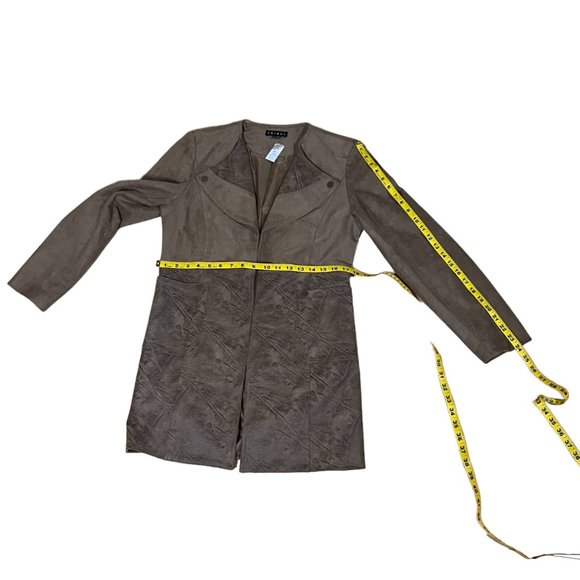 NWT Vintage Tribal Faux Suede and Leather Fully Lined Coat in Butterscotch, Sz 8 - Picture 4 of 14